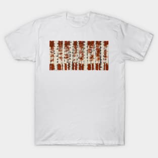 White and Black Birch Trees with Red Leaves T-Shirt